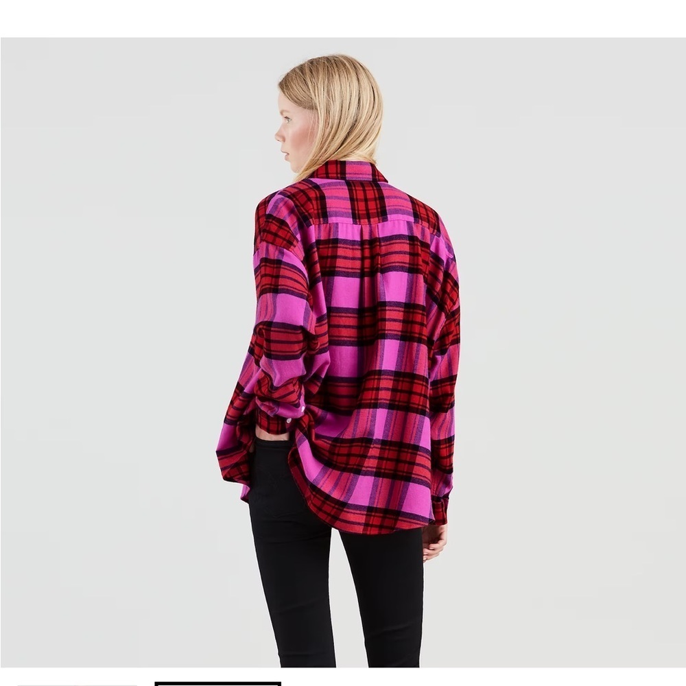 Levi’s Painter’s Shirt -Pink -Red -SOFT -oversized -Sz S-VDAY Vibes ❤️😍